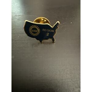 1980s UAW Region 2 Union Lapel Pin AFL CIO United Auto Workers USA